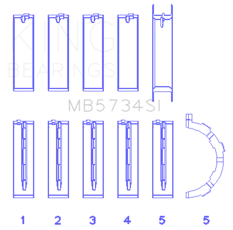 King Engine Bearings Ford 302 Cid Coyote (Size +0.25mm) Main Bearing Set