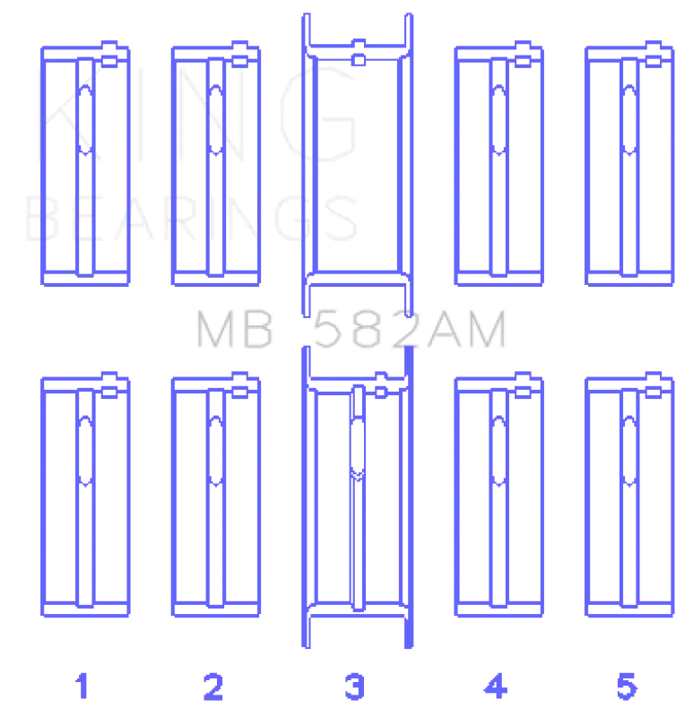 King Engine Bearings Ford 2.0/2.3L 8V (Size +0.75mm) Main Bearing Set