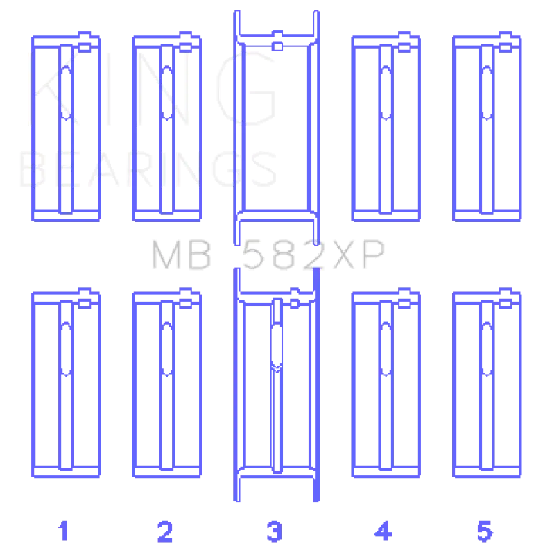 King Engine Bearings Ford 2.0/2.3L 8V (Size +0.50mm) Main Bearing Set