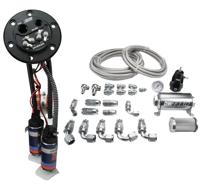 DeatschWerks X2 Series Fuel Pump Hanger w/ Dual DW420 Pumps/PTFE Plumbing kit for 92-00 Honda Civic