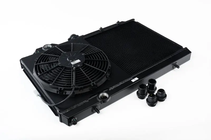 CSF 01-07 Mitsubishi Evo 7/8/9 Full-Slim Radiator w/12in Fan & Shroud/-16AN - Black