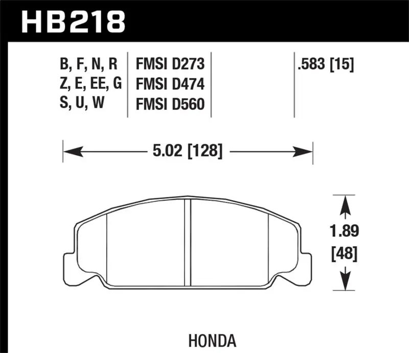 Hawk 88-89 Civic Si / 92-00 Civic CX / 88-00 DX / 98-00 GX HPS Street Front Brake Pads